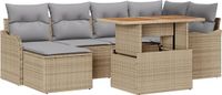 vidaXL Tuinbank Set Beige Poly-rattan