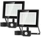 Projecteurs LED, 50W, avec détecteur, 4300 lm, IP65, 6500K, 2 pièces