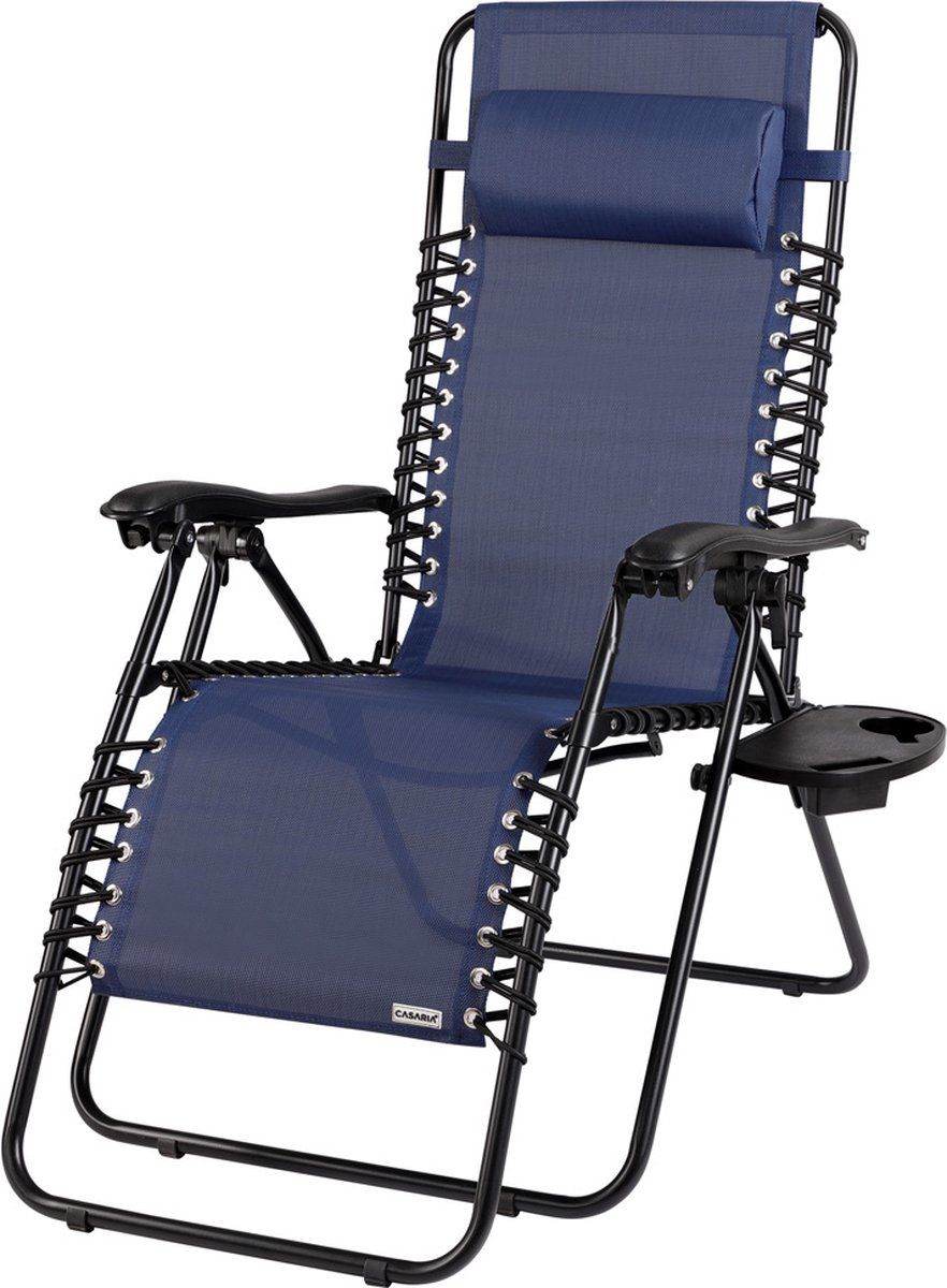 Casaria Opvouwbare Tuinstoel met rugleuning en bekerhouder - 165cm - max 120 kg
