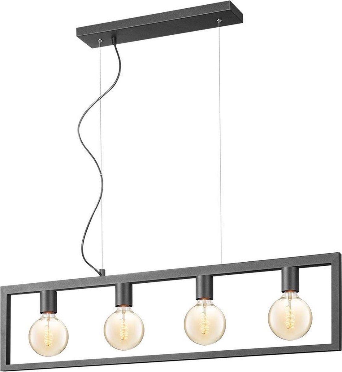 Home Sweet Home Fito Hanglamp - 4 Lichts - Zwart - Rechthoekig