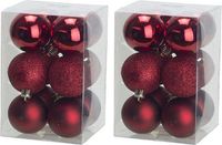 Cosy&Trendy Billiet - Vanlaere 24x Donkerrode kunststof kerstballen 6 cm - Mat/glans - Onbreekbare plastic kerstballen - Kerstboomversiering donkerrood