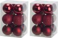 Cosy&Trendy Billiet - Vanlaere 24x Donkerrode kunststof kerstballen 6 cm - Mat/glans - Onbreekbare plastic kerstballen - Kerstboomversiering donkerrood