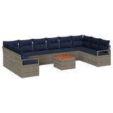 vidaXL Tuinbank - Set - 11 - st - Grijs - poly - rattan