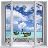 Sticker 3D Effect Sticker | Tropisch Landschap Muursticker - Behangdecoratie Optische Illusie Kamer en Woonkamer | 60 x 60 cm