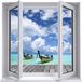Sticker 3D Effect Sticker | Tropisch Landschap Muursticker - Behangdecoratie Optische Illusie Kamer en Woonkamer | 60 x 60 cm