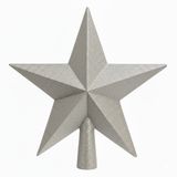 Decoris Kerstboom ster piek - champagne - glitter - 19 cm - kunststof - kerstpiek - kerstversiering