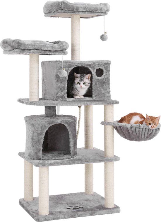 Nancy's Kattenboom XL 152 CM - Luxe Kattenhuis - Krabpaal - Licht Grijs