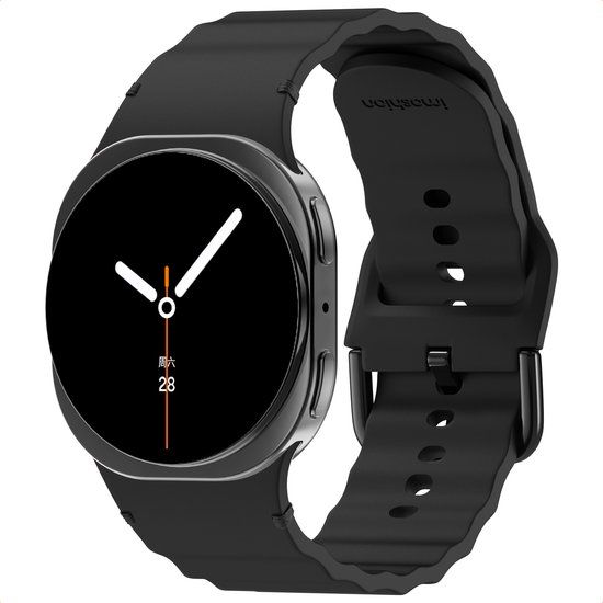imoshion Wave Siliconenband - Geschikt voor Samsung Galaxy Watch 8 (40/44mm) / Classic (46mm) - Zwart