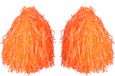 Merkloos 2x Stuks cheerball/pompom oranje met ringgreep 33 cm - Cheerleader verkleed accessoires