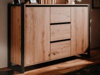 Mobistoxx Denzell Commode 2 portes 3 tiroirs chêne artisanal/anthracite