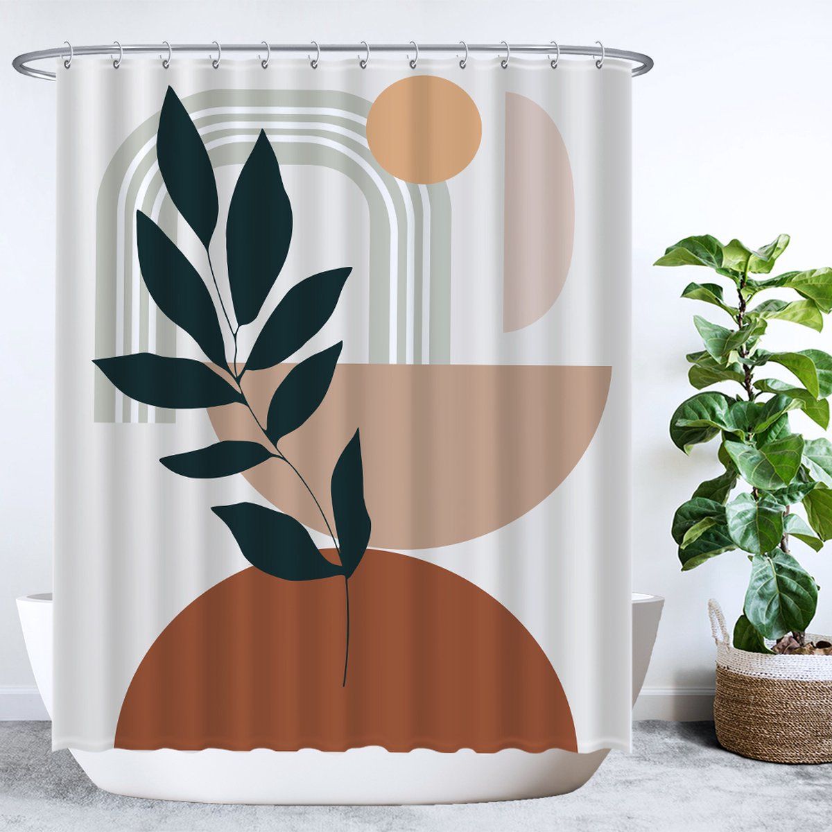 Ulticool Douchegordijn - Natuur Zon Regenboog Abstract Aesthetic - 180 x 200 cm - Polyester - met 12 ringen