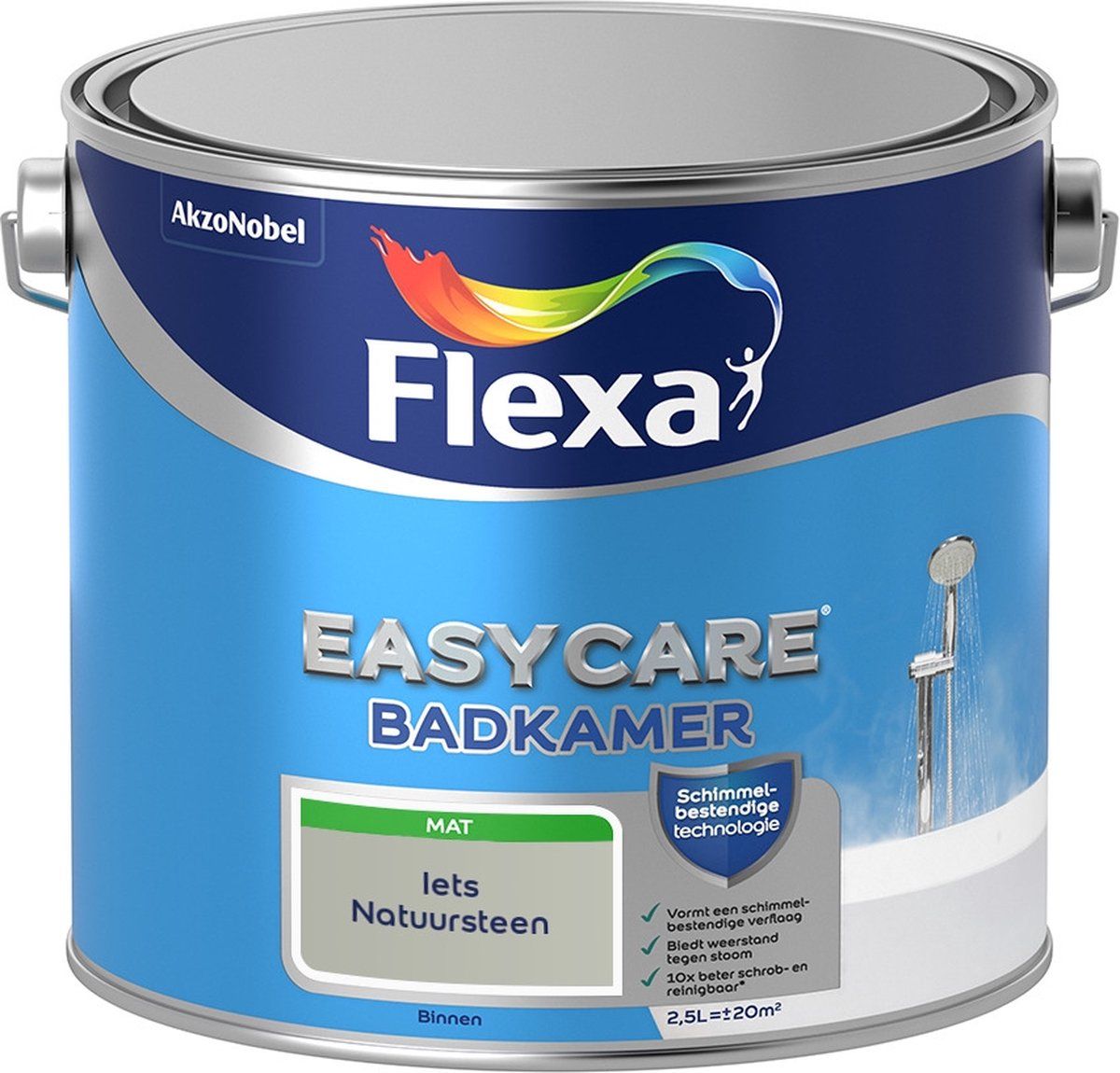 FLEXA Easycare Muurverf - Badkamer - Mat - Iets Natuursteen - 2,5 liter