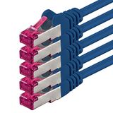 1aTTack.de Cat6a CAT6 5x 2m LAN-netwerkkabel SFTP PIMF 10Gb/s - blauw