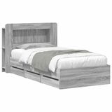 vidaXL Bedframe met opbergruimte en hoofdbord Grijs Sonoma 80 x 200 cm