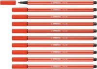 STABILO Pen 68 viltstiften, medium punt, lichtrood (68/40), 10 stuks