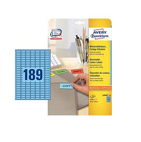 Avery L6048-20 Etiketten Blauw Papier