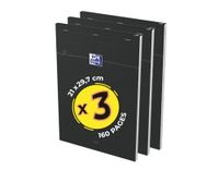 Oxford Smart notitieblok, A4, 160 pagina's, 5x5, geniet, zachte kaart, zwart, 3 stuks