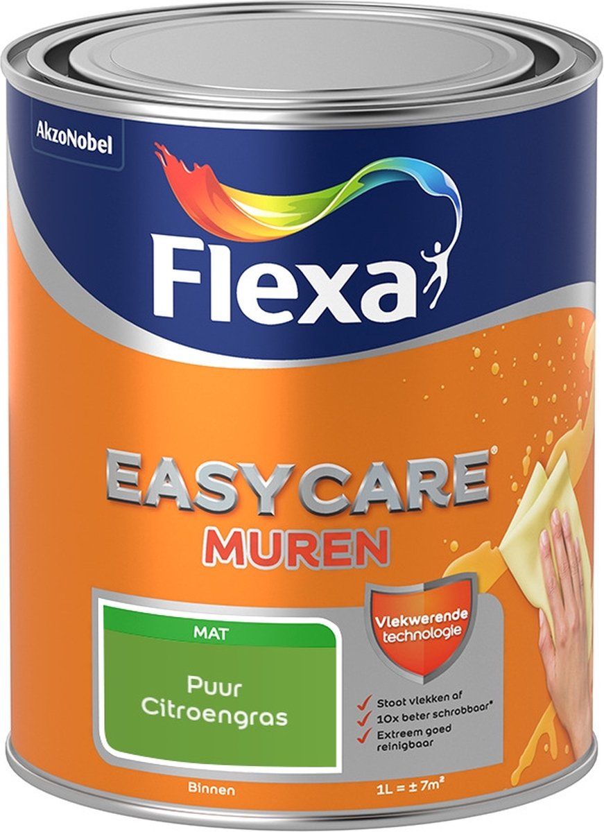 FLEXA Easycare Muurverf - Mat - Puur Citroengras - 1 liter