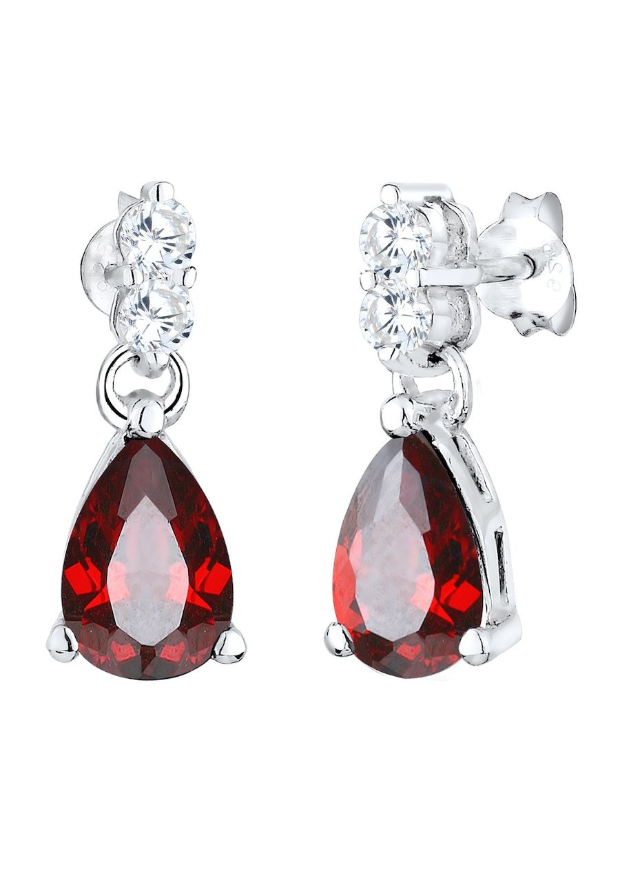 Elli Oorbellen Dames Oor Hanger druppel elegant rood met Zirkonia Kristallen in 925 Sterling Zilver