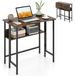 Bureau d'ordinateur pliable avec compartiment de rangement, couleur marron