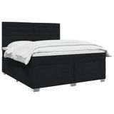 vidaXL Boxspringbed met matras, zwart, 140 x 200 cm, gestoffeerd