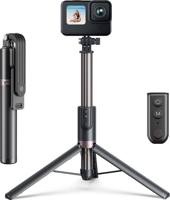 TELESIN 130cm Bluetooth Selfie Stick voor GoPro & Smartphone - Zwart