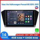 Awesafe Autoradio 8-Core 4+64GB Convient pour Vw Volkswagen Passat B8 2015 à 2021 - Carplay sans fil Android Auto - Écran tactile - Navigation GPS 4G WiFi Mirror Link FM RDS 32EQ DSP SWC - Radio Bluetooth
