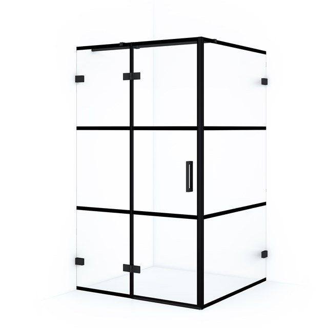 Maxaro Douchecabine Diamond 110x90cm 8mm Helder Veiligheidsglas met Zwarte Strepen Mat Zwart