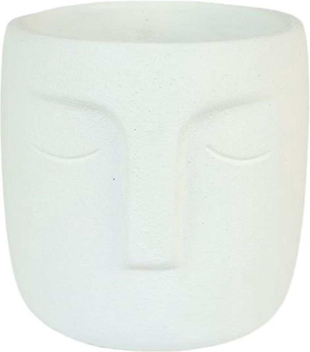 Natural Living HBX Bloempot Dongo met gezicht h14.8cm wit