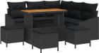 vidaXL Ensemble de banc de jardin 9 pièces 8 places noir polyrotin