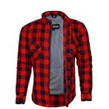 Bikers Gear Australia Gevoerd beschermend flanellen motoroverhemd, met Kevlar-aramide, rood/zwart, met verwijderbaar pantser conform CE 1621-1, maat 2XL