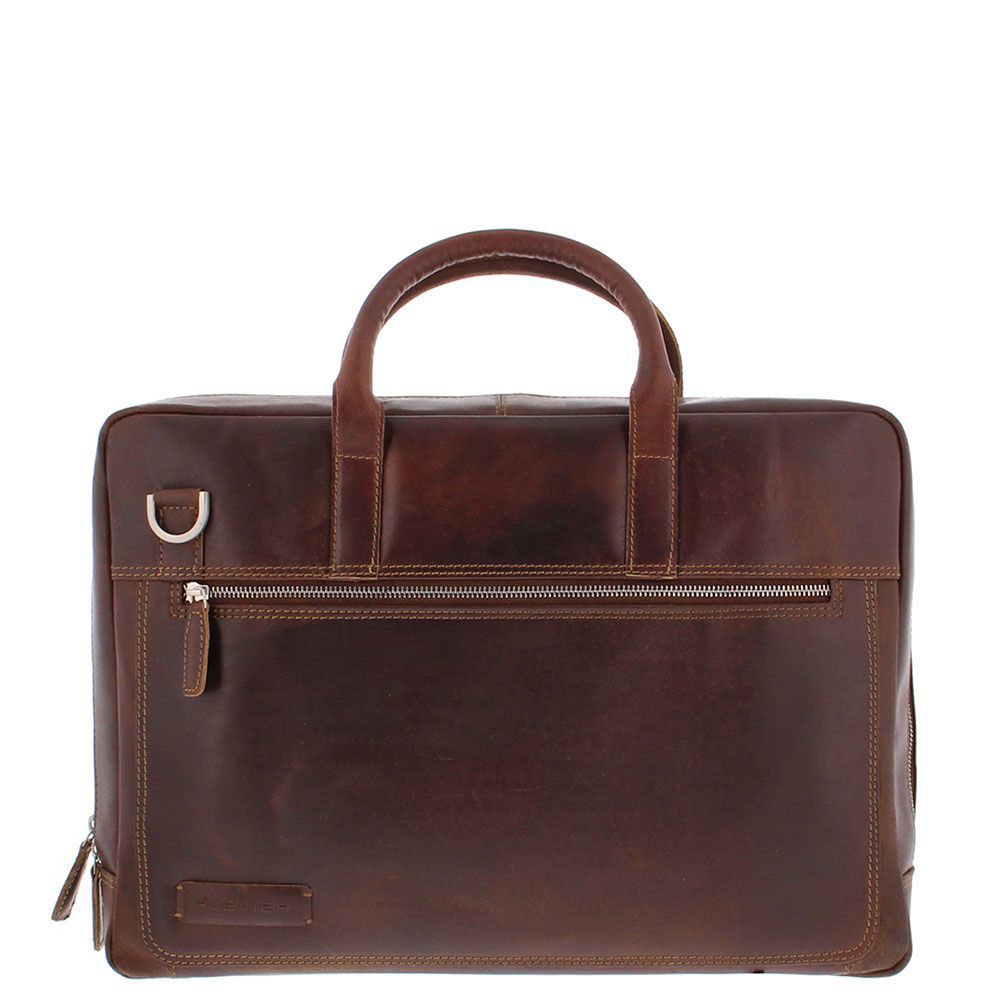 Plevier London 15.6 inch Leather Laptop Bag - Brown