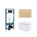 QeramiQ Dely Swirl Toiletset - reservoir encastré Qeramiq Flush - abattant avec frein de chute - plaque de commande en plastique beige - boutons rectangulaires - blanc brillant