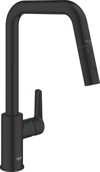 GROHE QuickFix Start Keukenkraan - Matte Black - Uittrekbare Handdouche - 2 Straalsoorten