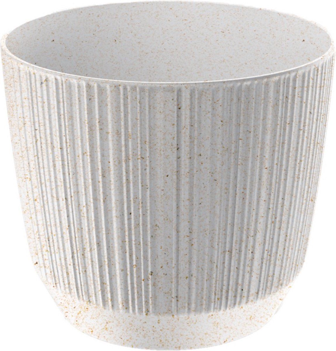 Prosperplast Moderne carf-stripe plantenpot/bloempot kunststof dia 17 cm/hoogte 15 cm eco/hout wit voor binnen/buiten