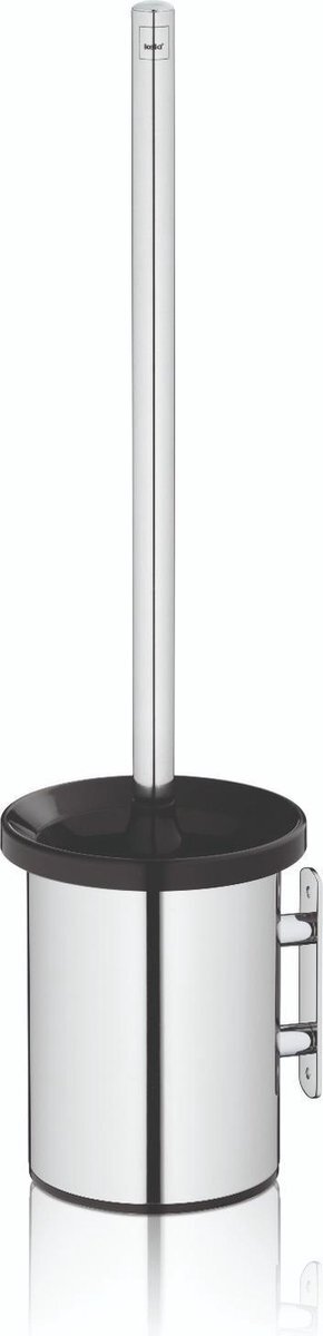 Kela toiletborstel wandhouder Alor RVS 11,5 cm zilver/zwart