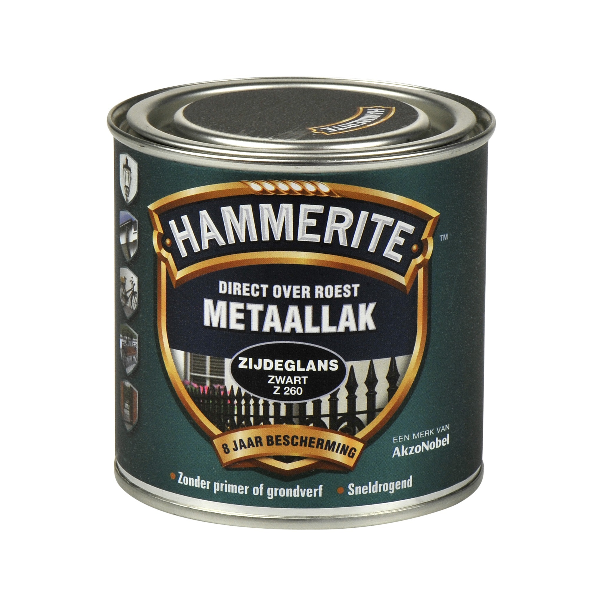 Hammerite direct over roest metaallak zijdeglans zwart - 250 ml