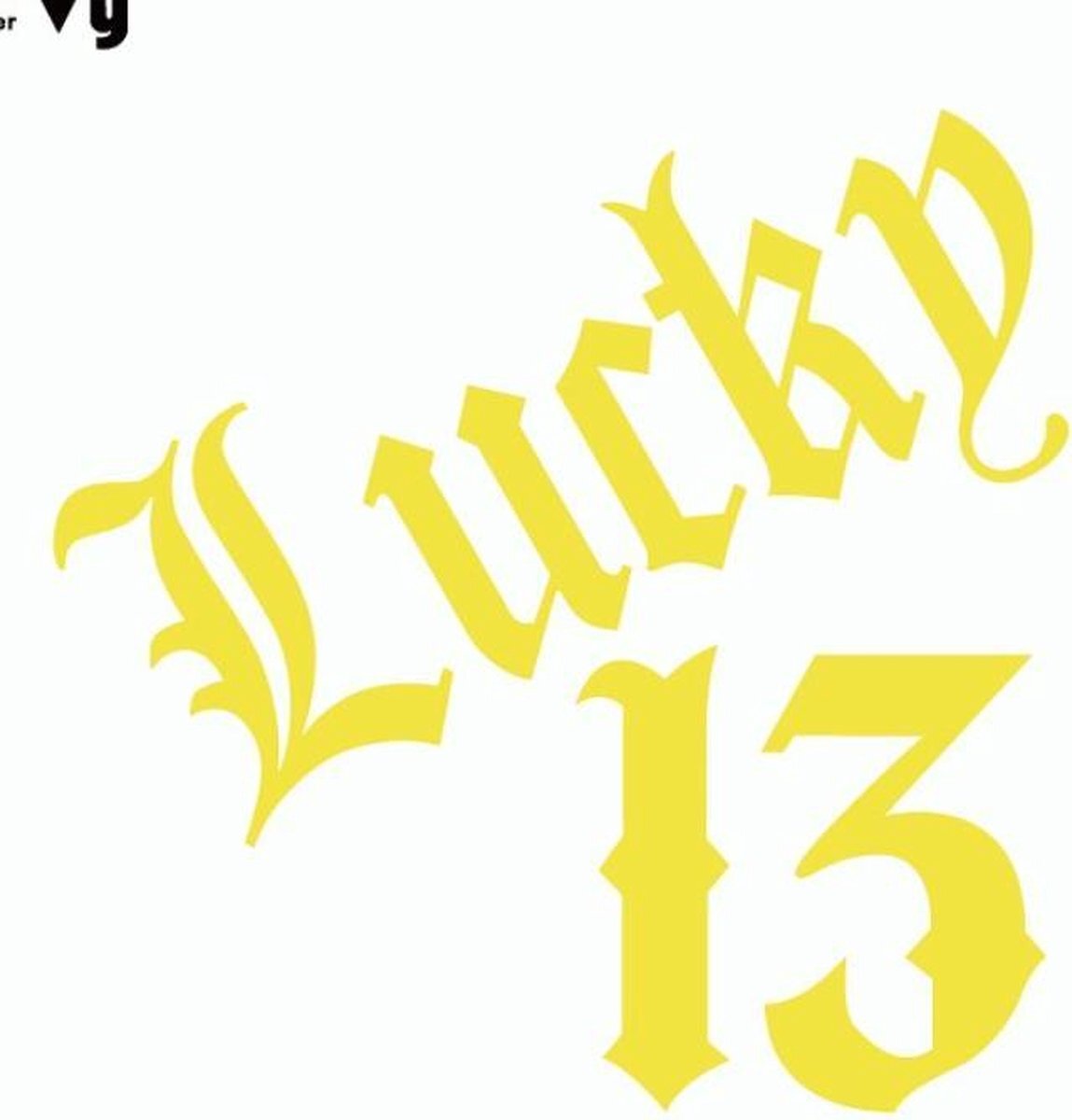 Muurstickers.net Gele Lucky 13 autosticker - stikker met ongeluksgetal - maak 13 uw geluksgetal - Lucky13 - 14,8 x 15 cm - aut135