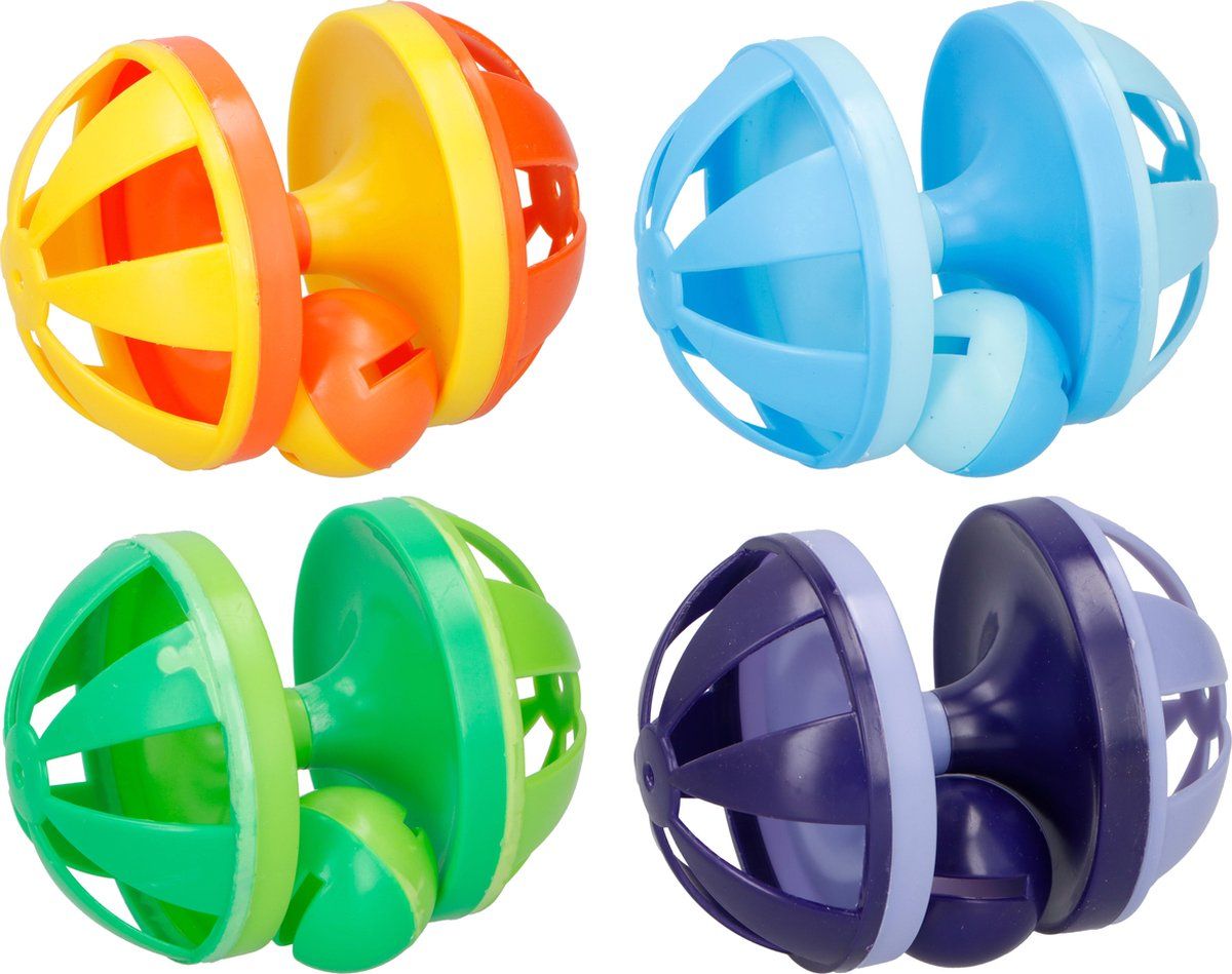 Pet Toys Kattenspeelgoed - Bal in 2 Delen - Kleurrijk - Kunststof - Ø 7 Cm