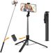 Motswedi 170 cm statief voor mobiele telefoon, met afstandsbediening, selfiestick, mobiele telefoonstatief, uittrekbaar, selfiestick, voor de meeste mobiele telefoons van iPhone, Samsung, Xiaomi