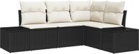 vidaXL Tuinbank Set Zwart/Crème Poly Rattan 2-zits Hoek Loungeset