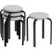 Ensemble de 4 tabourets empilables, tabourets ronds modernes rembourrés sans dossier pour cuisine et salle à manger, gris