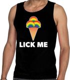 Bellatio Decorations Lick me Gaypride Tanktop/Mouwloos Shirt - Zwart Homo Singlet voor Heren - Gay Pride XL