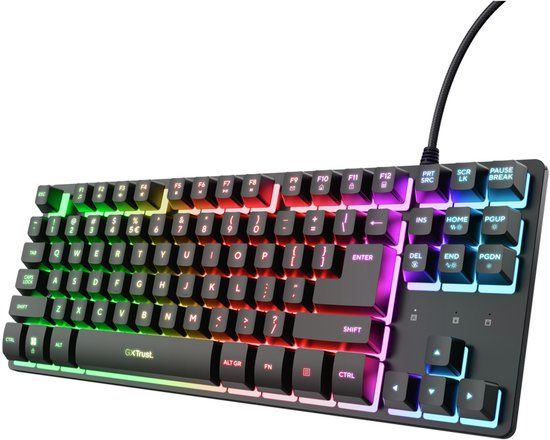 Trust GXT 833 Thado - Bedraad Gaming Toetsenbord - Tenkeyless (TKL) - PC/PS5 - QWERTY - Zwart