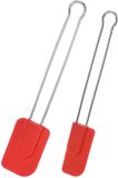 Westmark 2 kook- en deegspatels met siliconen kop, lengte: 22,5 cm/28,5 cm, siliconen/roestvrij staal, siliconen, rood/zilver