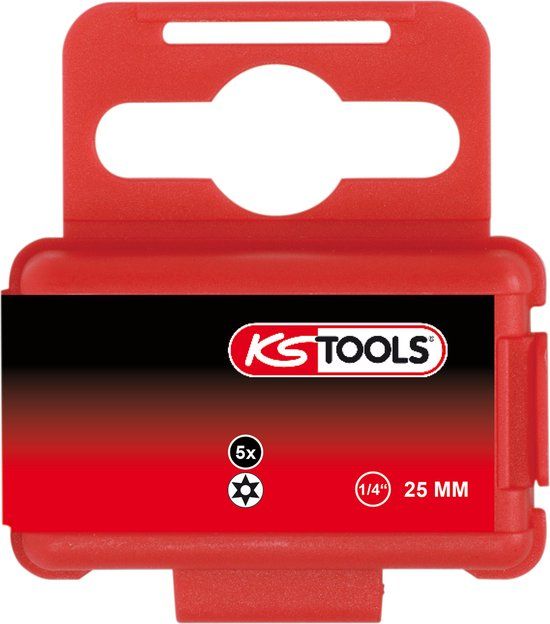 KS TOOLS 1/4" TORSIONpower Bit Torx, 25mm, TB27, mit Bohrung, 5er Pack