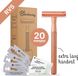 Bamboozy Rasoir de sûreté Inox + 20 Lames Rose Gold Or pour Femmes Dames Rasoir zéro déchet Rasoir de sûreté
