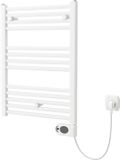 Plieger Elba Radiateur sèche-serviettes électrique – Chauffe-serviettes – Avec thermostat à horloge – 70,2 cm x 50 cm – 300 Watt – Blanc