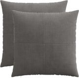 vidaXL - Kussensloop - 2 stuks - ALMELO - Donkergrijs - 70 x 70 cm - corduroy