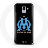 Maniacase Hoesje voor Samsung Galaxy A8 2018 Olympique de Marseille Logo Zwarte Achtergrond